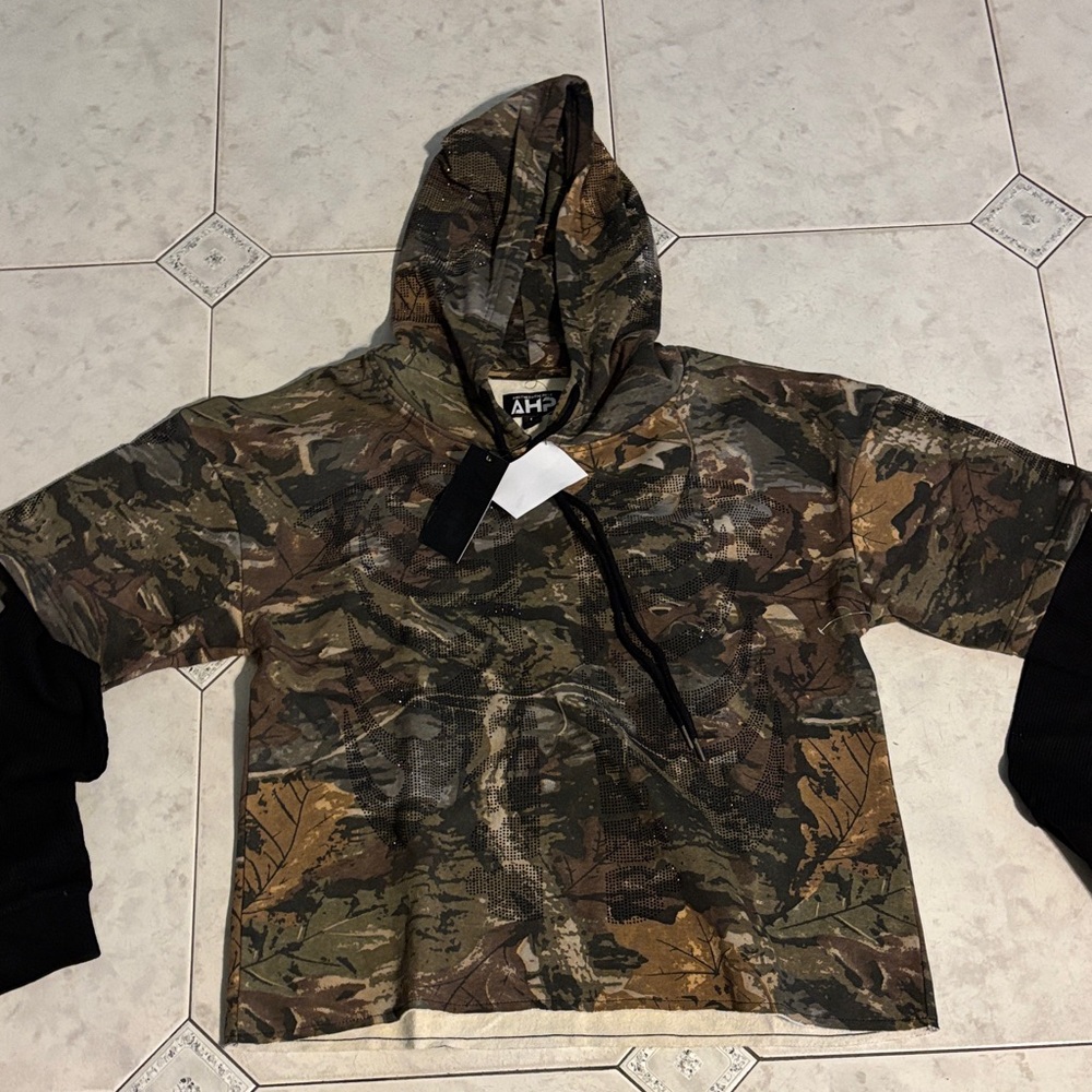 Men's Camouflage Hoodie with Black Accents Shine with the Razzle Dazzle